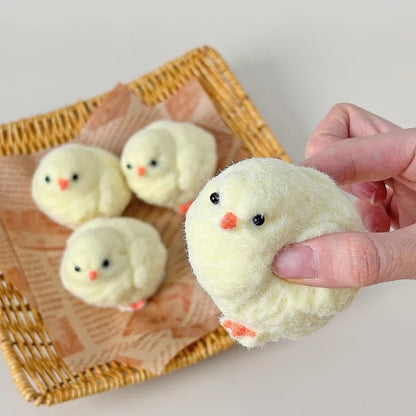 Simulated baby chick squeeze-able soft plush toy with slow rebound feature for stress relief and emotional healing