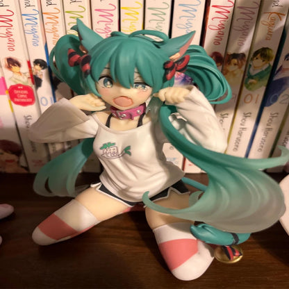 Hatsune Miku Desktop Cute Action Figure 11cm Neko T-Shirt Ver. Anime Figurine Kawaii Girl Model Toy Gift