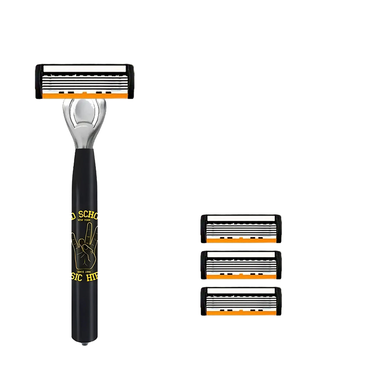 New Stainless Steel Manual Shaver, 6-Layer Razor Blade Reusable, Retro Wet Scratch Resistant Hair Removal Blade