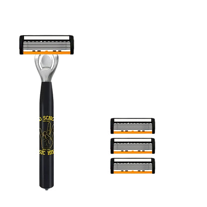New Stainless Steel Manual Shaver, 6-Layer Razor Blade Reusable, Retro Wet Scratch Resistant Hair Removal Blade