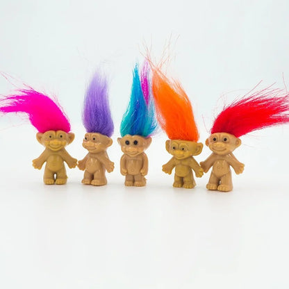 10Pcs/Bag Mini Trolls Dolls Anime Action Figure Colorful Hair Family Members Model Collection Kids Toys for Children's Gift 2025