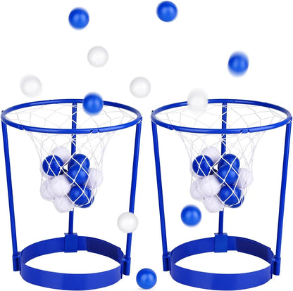 2 Pack Head Hoop Basketball Party Game for Kids Adults Adjustable Basket Net Headband with 20 Balls Fun Gift for Birthday