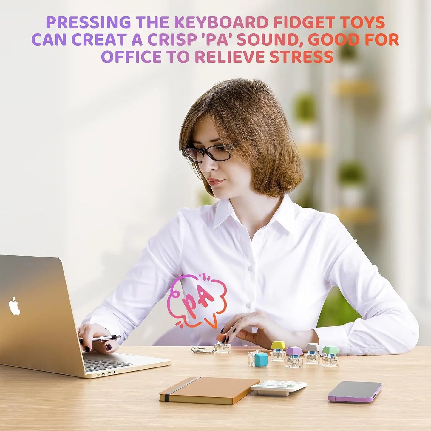 3/6PCS Keyboard Fidget Toy Keyboard Keychain Decompression Toys Button Stress Relief Gifts for Office School