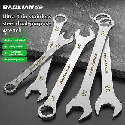3mm Ultra-thin Wrench Large Open-end Wrench Plum Dual-purpose Wrench Wholesale 4-27MM Cross-border Thin Section Dual-purpose