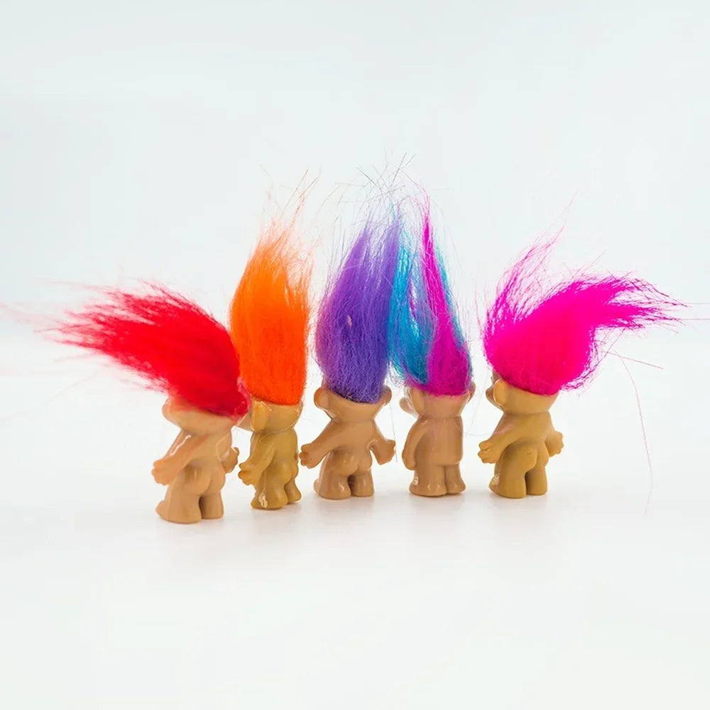 10Pcs/Bag Mini Trolls Dolls Anime Action Figure Colorful Hair Family Members Model Collection Kids Toys for Children's Gift 2025