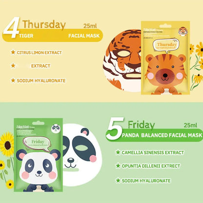 7 Styles Animal Face Mask Set Funny Panda Dog Pig Hydrating Sheet Mask for Spa Party Cute Skincare Gift for Women Girls 1/7PCS