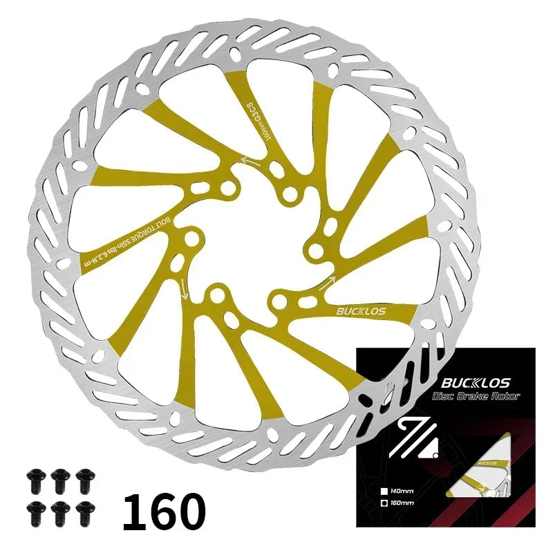 BUCKLOS Ultralight MTB Bike Hydraulic Disc Brake Rotor 160/180/203mm Mountain Road Racing Bicycle Brake Disc with 6 Free Bolts