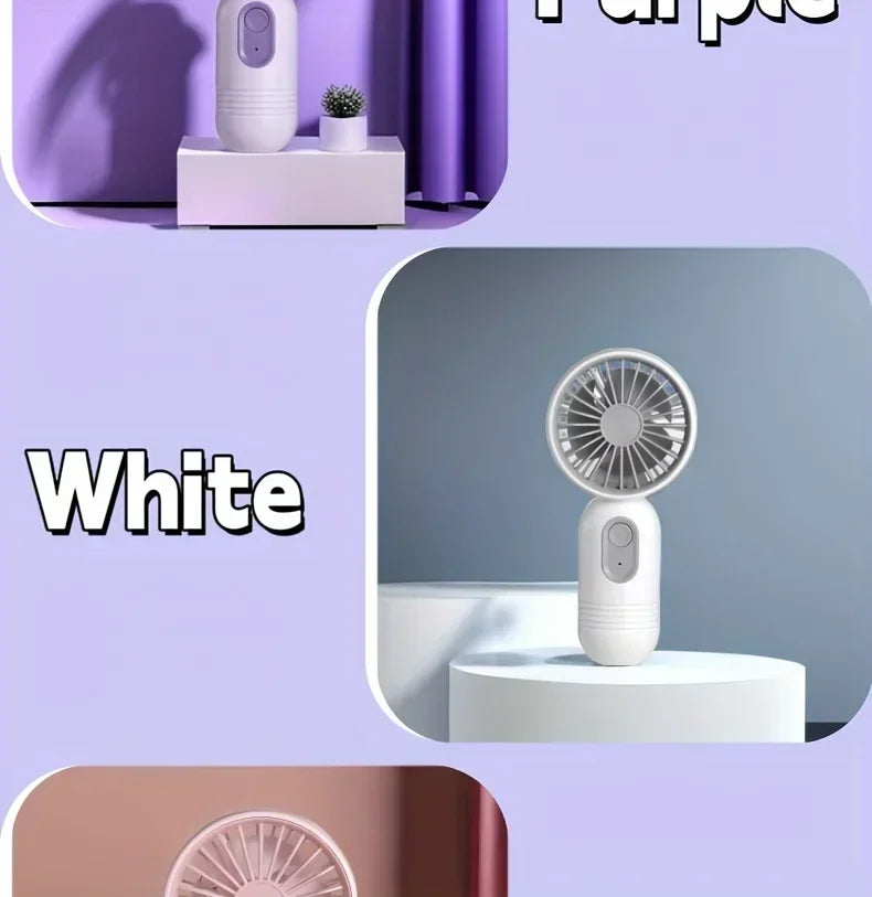 Mini Handheld Fan 3-Speed Strong Wind USB Rechargeable Long Lasting Portable Desk Fan For Students Office Outdoor Travel Camping