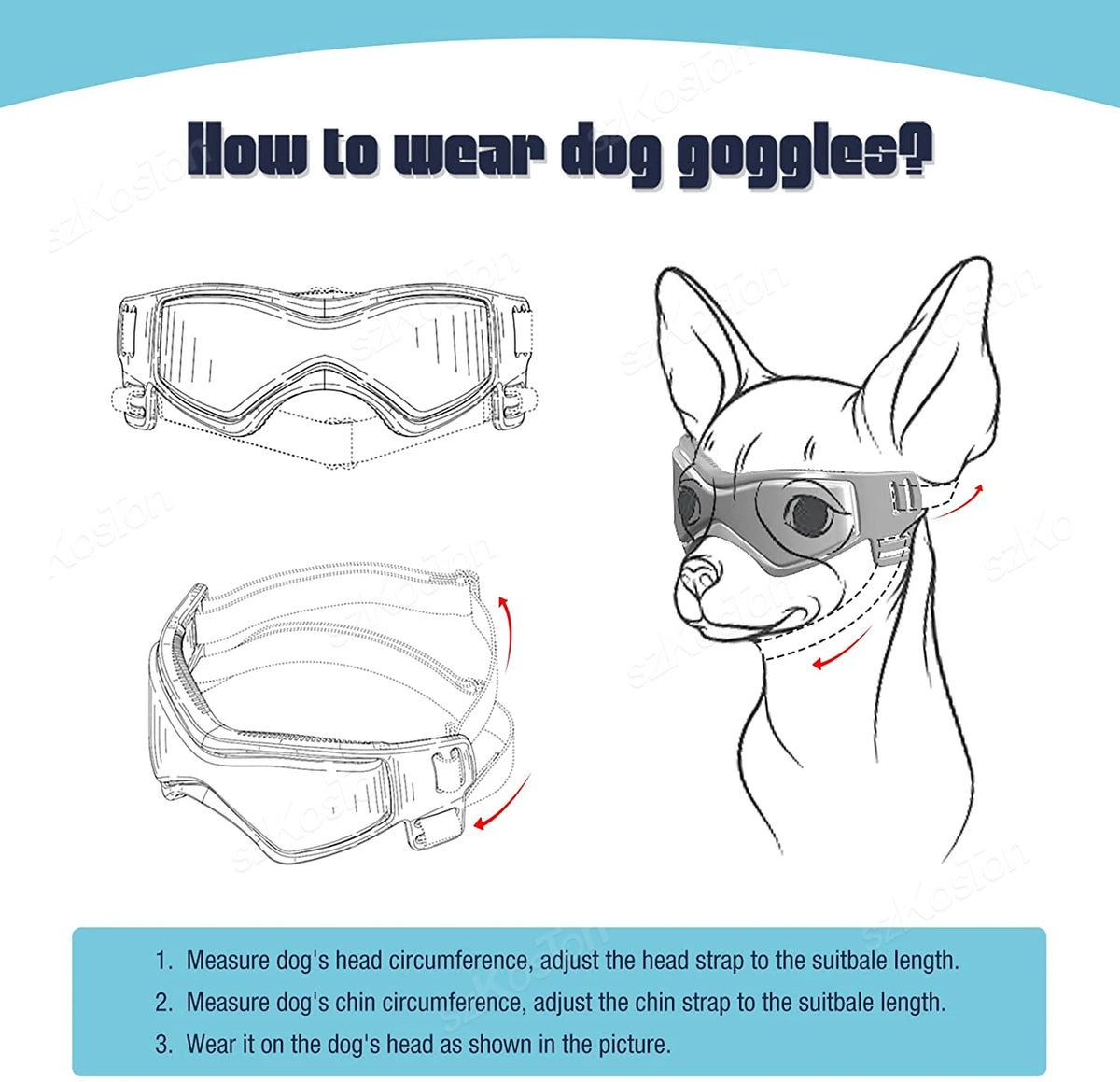 Dog Goggles Medium Small Breed Dog Sunglasses for Adjustable UV Protection Eyewear for Dog Puppy Outdoor Riding Driving