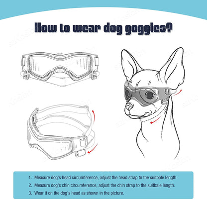 Dog Goggles Medium Small Breed Dog Sunglasses for Adjustable UV Protection Eyewear for Dog Puppy Outdoor Riding Driving