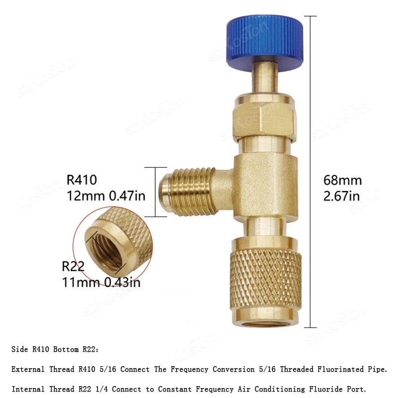 Liquid Safety Valve R410A R22 Air Conditioning Refrigerant 1/4" Safety Adapter Air Conditioning Repair And Fluoride Safety Valve