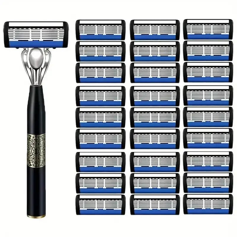 Washable Metal Ordinary Beard And Beard 6-layer Manual Men's Razor Stainless Steel Blade Hand Guard Metal Razor Holder