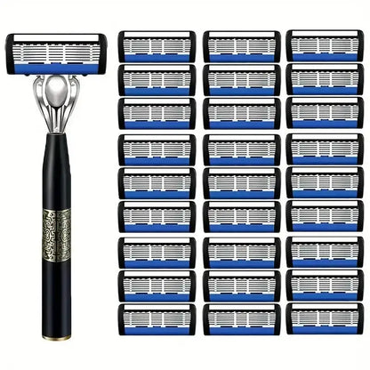 Washable Metal Ordinary Beard And Beard 6-layer Manual Men's Razor Stainless Steel Blade Hand Guard Metal Razor Holder