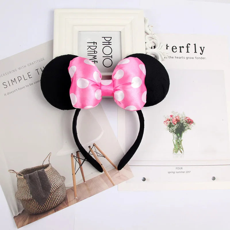 2023 New Cute Performance Party Headband Mickey Minnie Headband Mickey Mouse Bow DY Black Ear Headband Christmas HairAccessories