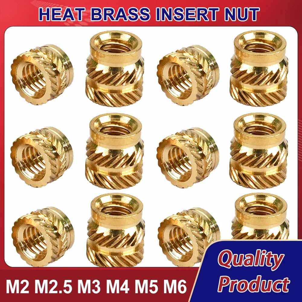 M2 M2.5 M3 M4 M5 M6 Brass Insert Nut Hot Melt Heat Knurled Embed Injection Copper Insertnut 3D Print Plastic Board Nuts Inserts