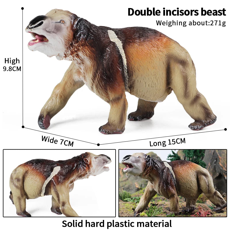 Oenux Prehistoric Wild Animals Simulation Armadillo Doedicurus Sabretooth Model Action Figures PVC Collection Toy For Kid Gift