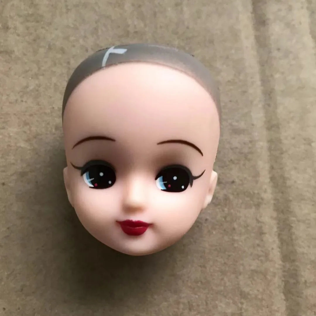 Glasses Eyes With Real Eyelashes Doll Heads Colorful Soft Doll Parts White Skin Doll Accessories Girl Gift Toys Figures