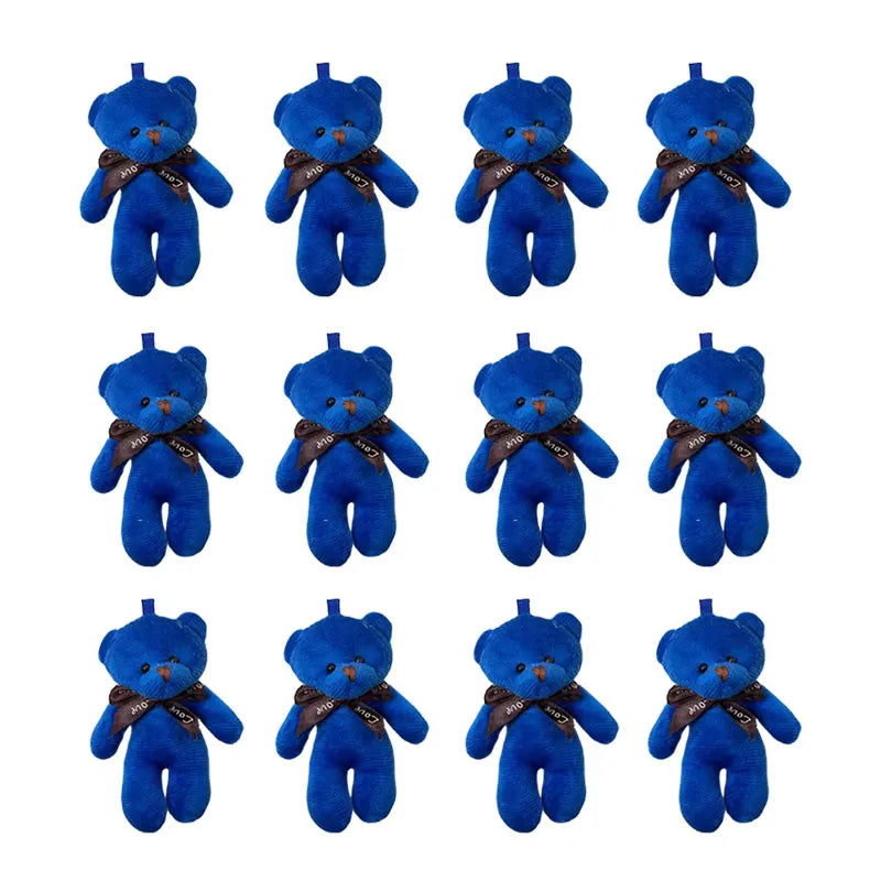 6/12pcs Mini Bear Plush Keychain Colorful Bear Stuffed Toy School Bag Pendant Teddy Doll Graduation Party Supplies Wedding Gift