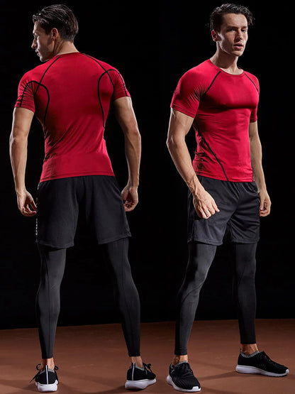 2026 Compression T Shirt Men Summer Sportswear Running T-shirt Elastic Quick Dry Sport Tops Tee Athletic Gym Workout Shirts Men
