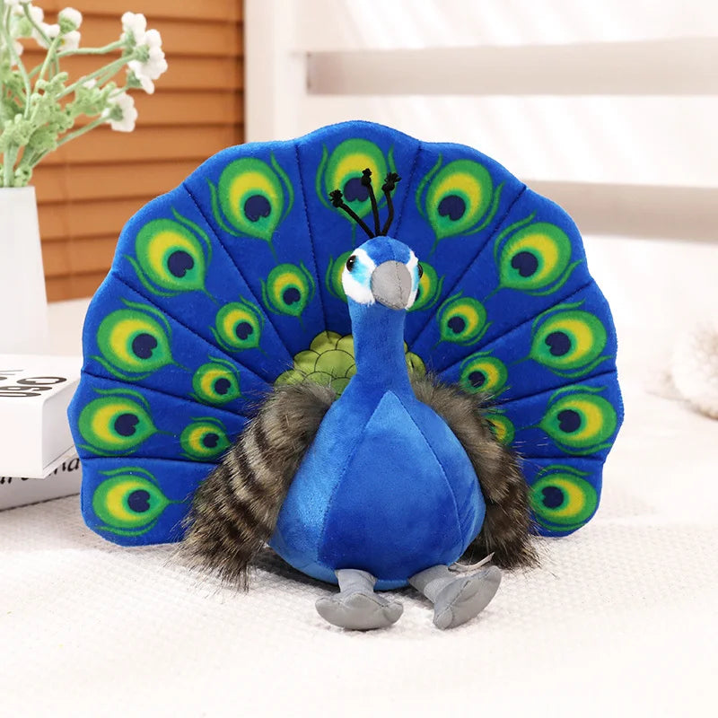 Cute Simulation Green Peacock Plush Toy Blue Peacock Doll Decorative Ornament Gift Bird Doll Zoo Souvenir Ornament Photo Props