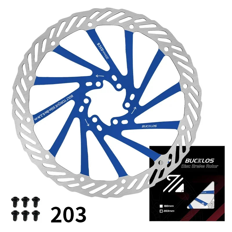 BUCKLOS Ultralight MTB Bike Hydraulic Disc Brake Rotor 160/180/203mm Mountain Road Racing Bicycle Brake Disc with 6 Free Bolts