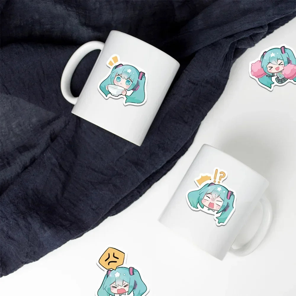 65pcs Hatsune Miku Sticker Pack Waterproof Phone Case Cartoon Journaling Stationery Kawaii Packaging Cute Laptop Skin