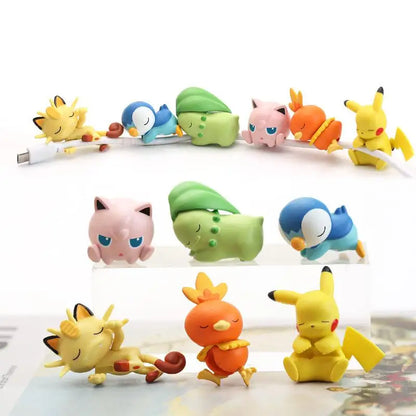 Hot Anime Figure Usb Protective Case Cable Bite Pikachu Cup Pet Eevee Dolls Meow Jigglypuff Accessories Toy Gift