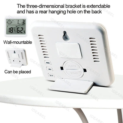 Multifunction Thermometer Hygrometer Automatic Electronic Temperature Humidity Monitor Clock 3.2inch Large LCD Screen
