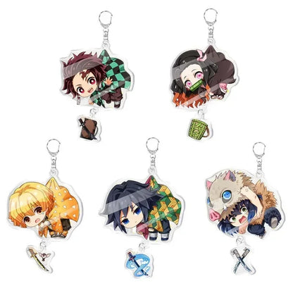 5pcs Demon Slayer Pendant Kimetsu No Yaiba Blade of Ghost Keychain Acrylic Bag Pendant Car Key Chain Gift Accessories gift