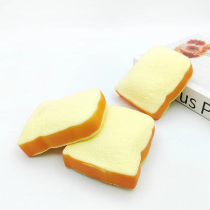 Soft Flour Toast Sliced Shape Bread Stress Toy Anxiety Relief Fake Food Toy for Adult Tricky Funny Birthday Gifts