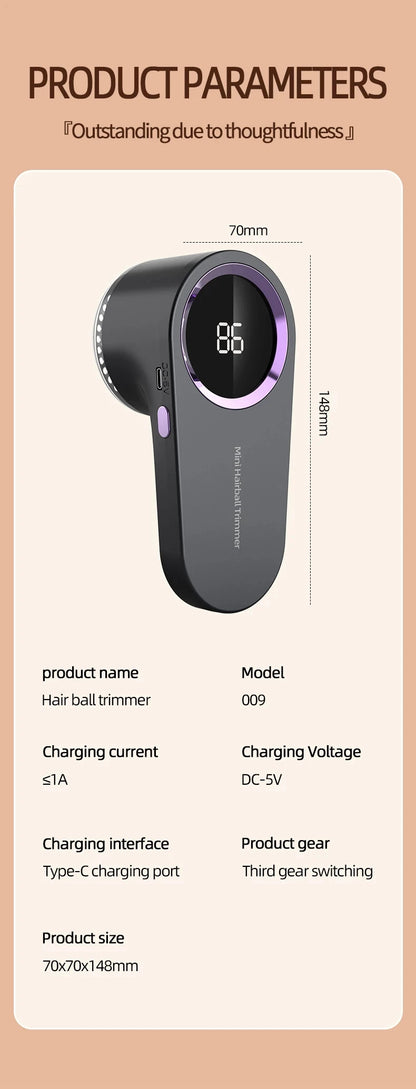 HOMEFISH LED Digital Electric Lint Remover USB Rechargeable Fabric Shaver for Sweater Clothing Pellet Fluff Remover Dropshipping