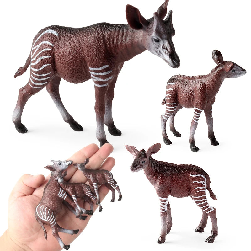 Oenux Classic Wild African Animals Simulation Okapi Wildebeest Action Figure Figurines PVC Model Education School Kid Toys Gift