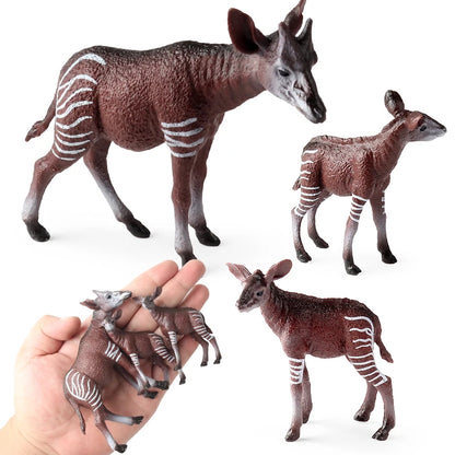 Oenux Classic Wild African Animals Simulation Okapi Wildebeest Action Figure Figurines PVC Model Education School Kid Toys Gift