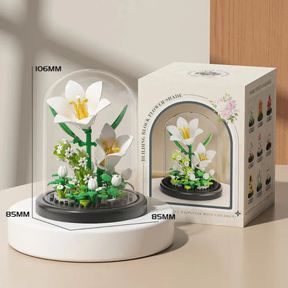 MOC Eternal Bouquet Rose Building Blocks Flower Building 3D Set DIY Eternal Bouquet Display Box Brick Toy for Home Office Decor