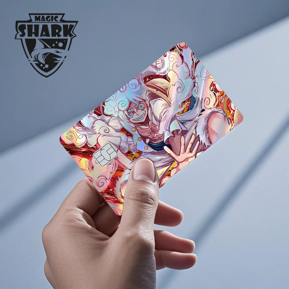 Magic Shark Luffy Zorro Ace Skull Anume Holographic Shinny Laser Sticker Film Skin for Credit Debit Card