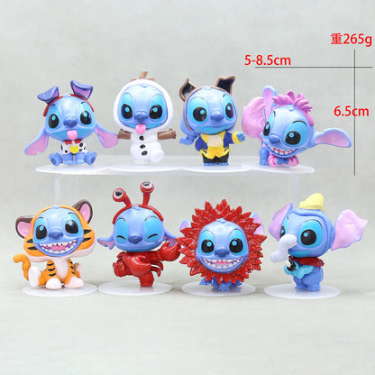 8pcs/set Stitch 100th anniversary celebration Figure Model Toys 7.5cm