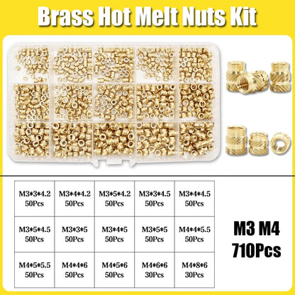 Hot Melt Brass Heat Insert Nut Iron Tip M2 M2.5 M3 M4 M5 M6 Embedded Heating Knurled Brass Inserts Nuts 3D Printer Case Notebook