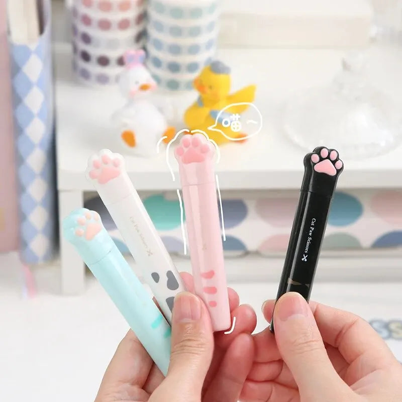 4Style Portable Folding Cat's Paw Scissors Stainless Steel Art Tool Multi-Function Pen-Shaped Scissors for Handbooks  Office Use