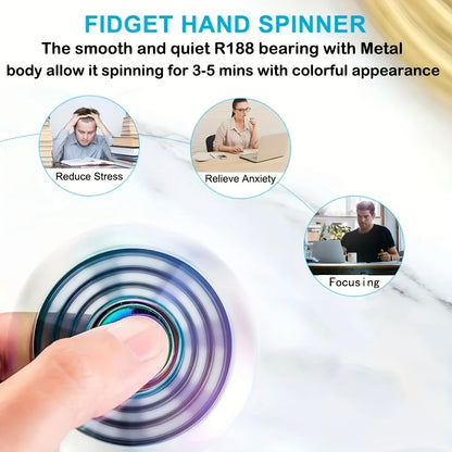 New Metal Rainbow Fidget Spinner Gradient Color R188 Mute Bearing EDC Hand Spinner Fingertip Gyro Anti-Anxiety Kids Adult Toys