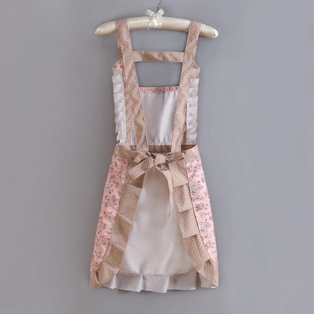 1 Piece For Women's Floral Home Apron With Pocket, Adjustable Apron For Kitchen, Cooking, Baking, Grilling, Chef's Apron