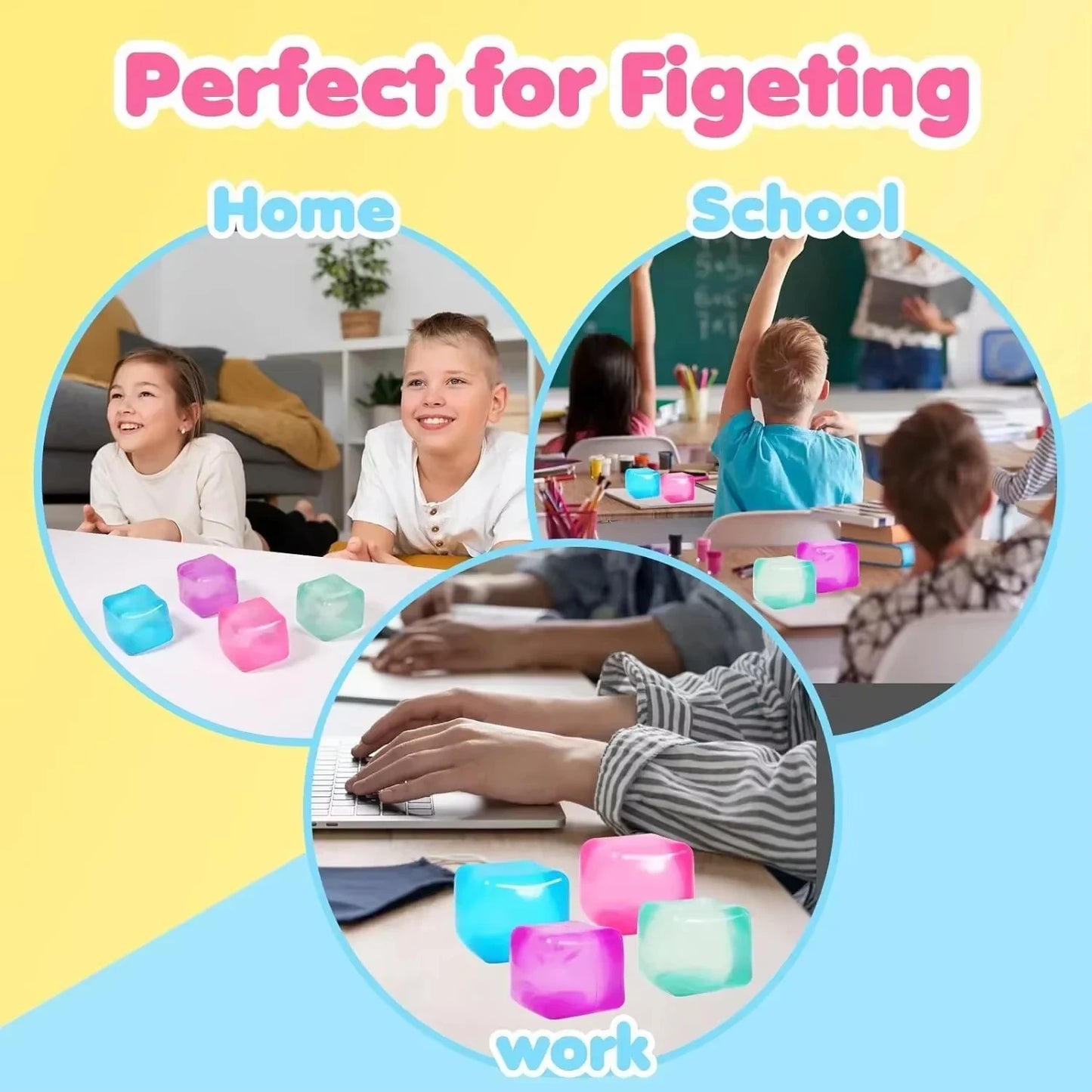 High Density Gel Ice Cube Toy Square Decompression Vent Squishy Stress Ball Squeeze Toys Stress Relief Sensory Toy Squeeze Toys