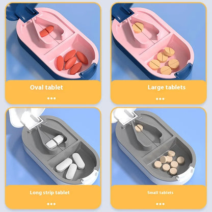 JUSTLANG Min Medicine Cutter Multi Function Drug Cutter Medicine Box Storage Waterproof Removable Cleaning Stainless Steel Blade