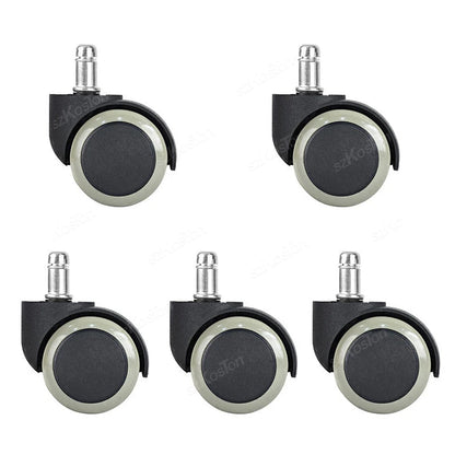 5 Pcs 2inch Universal Mute Office Chair Wheel Caster Heavy Duty Swivel Castor Replace Furniture Wheels Roller Rubber Brake DIY