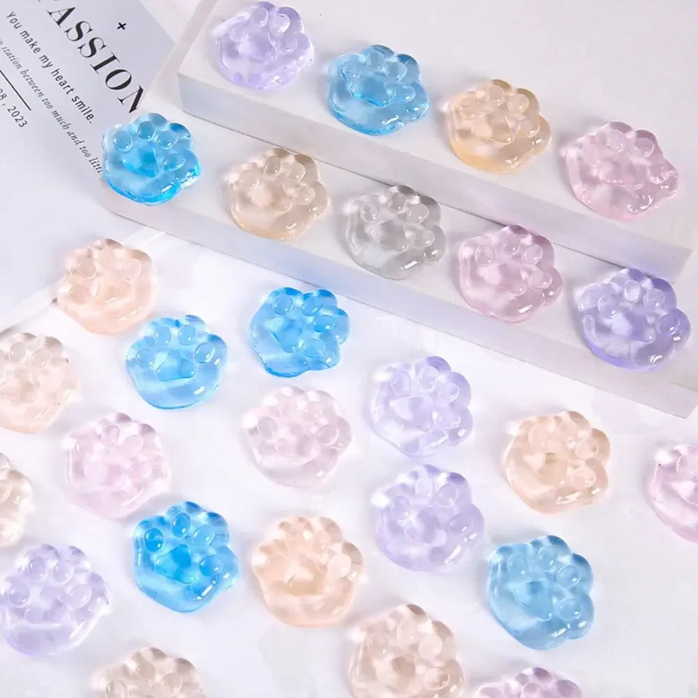 5/10/20PCS Kawaii Cat Paws Sticky Squeeze Toys Soft Realistic Jelly Glitter Cat Paws Transparent Squeeze Toys Kids Adult Gifts