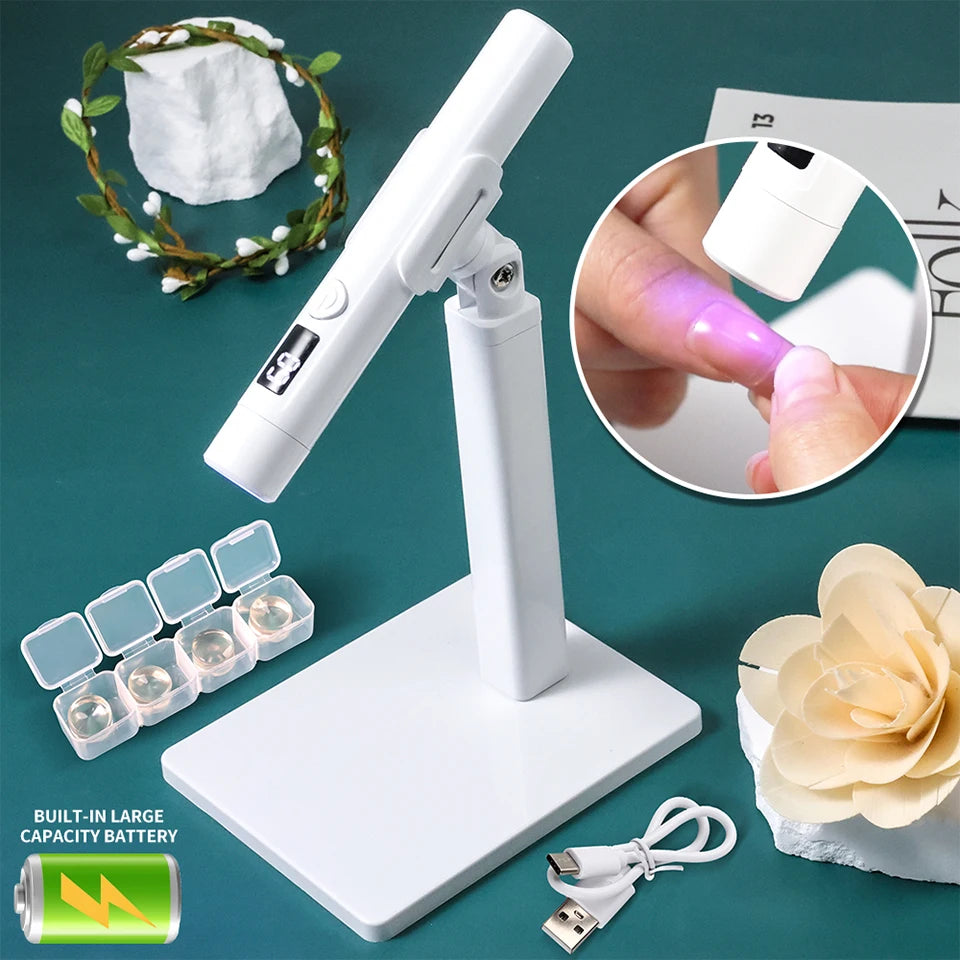 Rechargeable Portable UV LED Nail Lamp - Gel Polish Drying Desk Stand Light Support Base for Nail Art