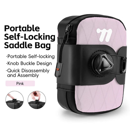 WEST BIKING Bicycle Saddle Bag Lightweight Waterproof Bike Seat Tail Bags Wear-Resistant Rotating Lacing Buckle Bike Accessories