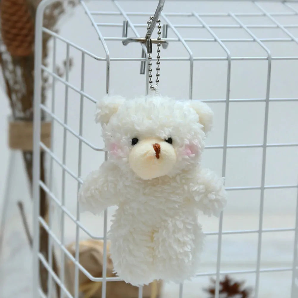 12cm Cute Bear Plush Keyring Pendant Soft Stuffed Plush Keychain Toy Backpack Pendant Birthday Gifts for Children
