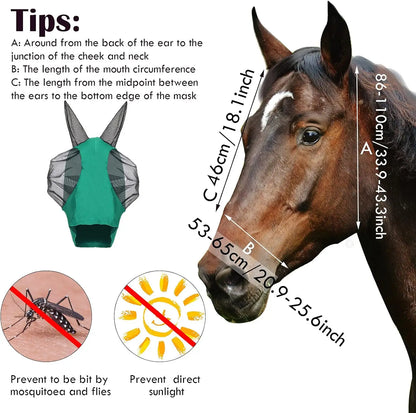 Horse Bit Face Mask Anti-Mosquito Insect Bite Protection Headwear for Equestrian Use