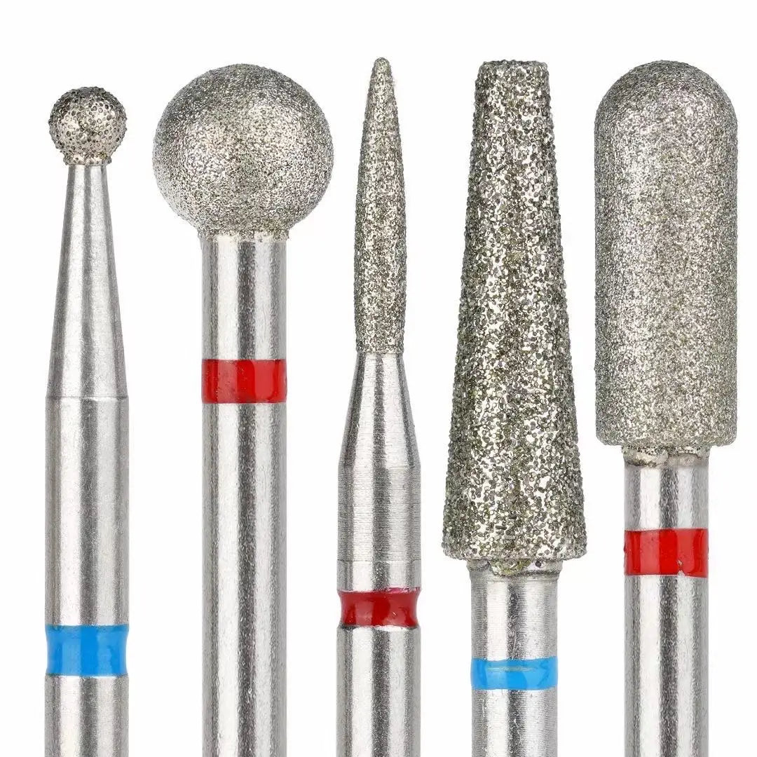 5PCS Diamond Nail Drill Bit Set of Milling Cutters for Manicure Diamond Bit Cuticle Remove Nail Bits for Electric Drill Machine
