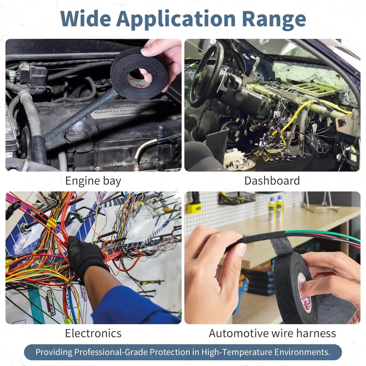 Electrical Tape Heat Resistant Harness Tape Insulation Automotive Fabric Cloth Tape Waterproof Noise Resistance Adhesives Tapes